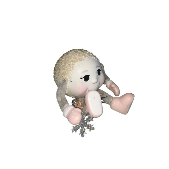 Vintage Snowball Shelf Sitter Figurine Noggins Anthropomorphic Christmas - Picture 3 of 13